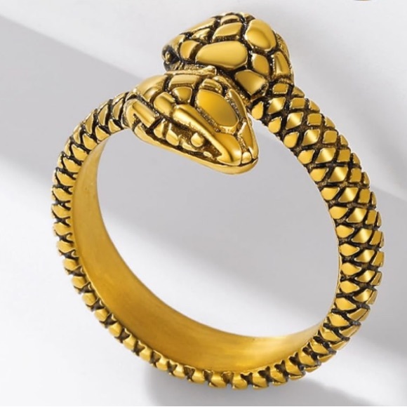 18k Snake Ring Toi Et Moi Luxurious Gold - Picture 4 of 14